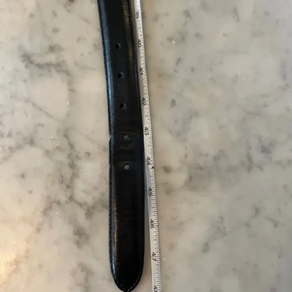 J. HILBURN Leather Black Belt Silver Hardware Genuine Italian Calfskin 42
